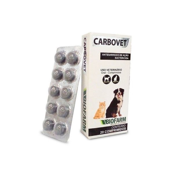 Carbovet Biofarm Antibiótico e Antidiarreico 20 comprimidos