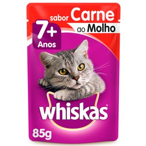 Ração Úmida Whiskas Sachê Carne ao Molho Gatos Adultos Sênior 7+ Anos - 85 g
