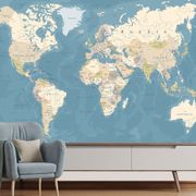 Papel de Parede Mapa Mundi Geopolítico Sala Painel - 476pcp