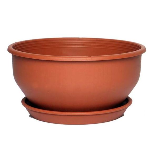 Cuia com Prato para Plantas Desli Marrom Único