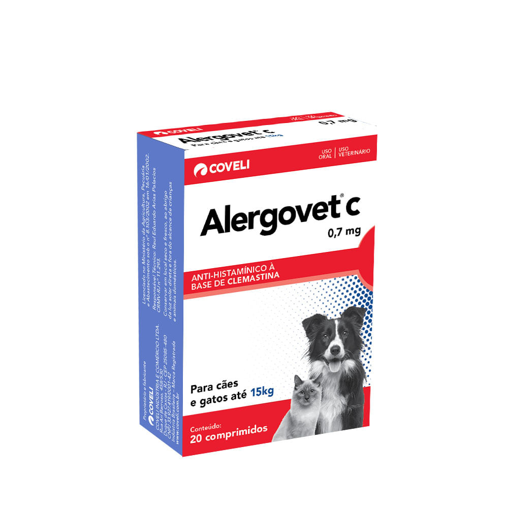 Alergovet C 0,7mg Antialérgico para Cães e Gatos