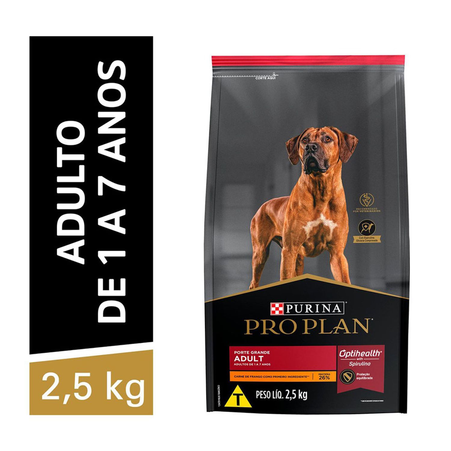 ração pro plan cães adultos raças grandes frango 2,5 kg