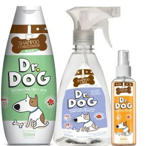 Kit Shampoo-condic + banho seco Cão Gato + 1 Perfume Dr. Dog