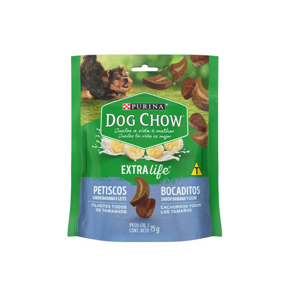 Petisco Dog Chow Cães Filhotes Banana e Leite