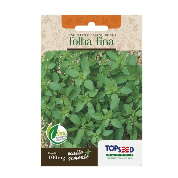 Sementes de Manjericão Folha Fina Tradicional Topseed Garden Único