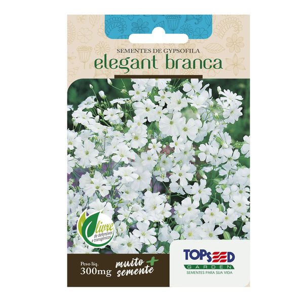 Sementes de Gypsofila Elegant Branca Tradicional Topseed Garden Único