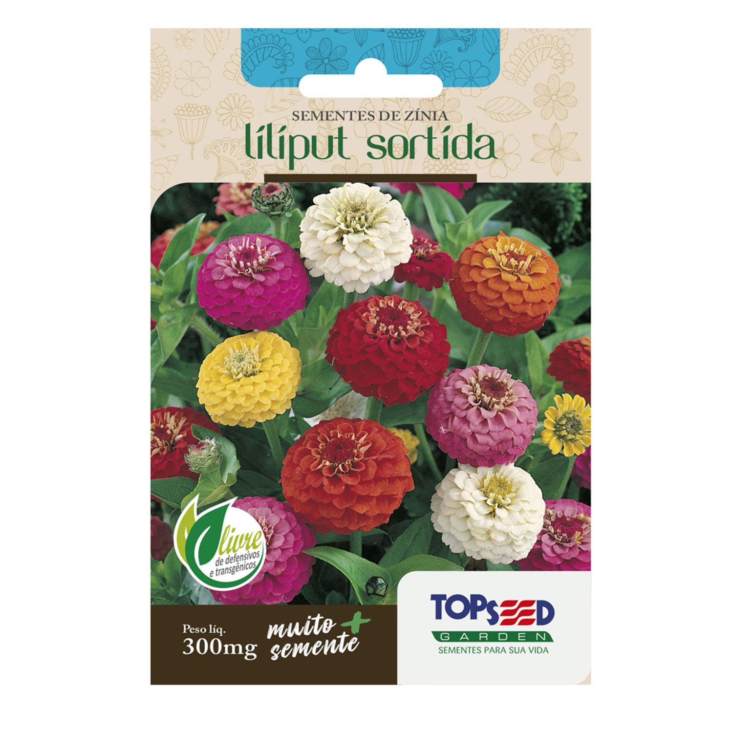 Semente Zínia Liliput Sortida Topseed Garden