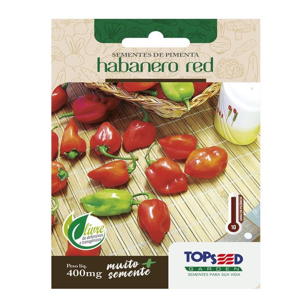 Sementes de Pimenta Habanero Red Tradicional Topseed Garden Único