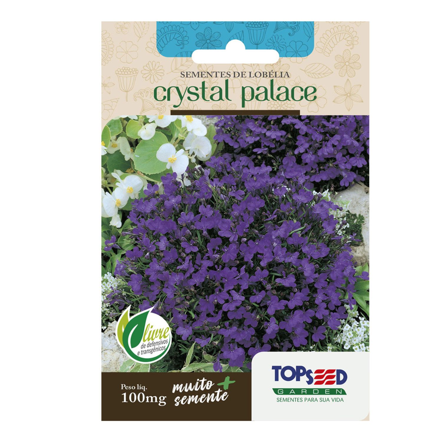 Semente Lobelia Crystal Palace Topseed Garden