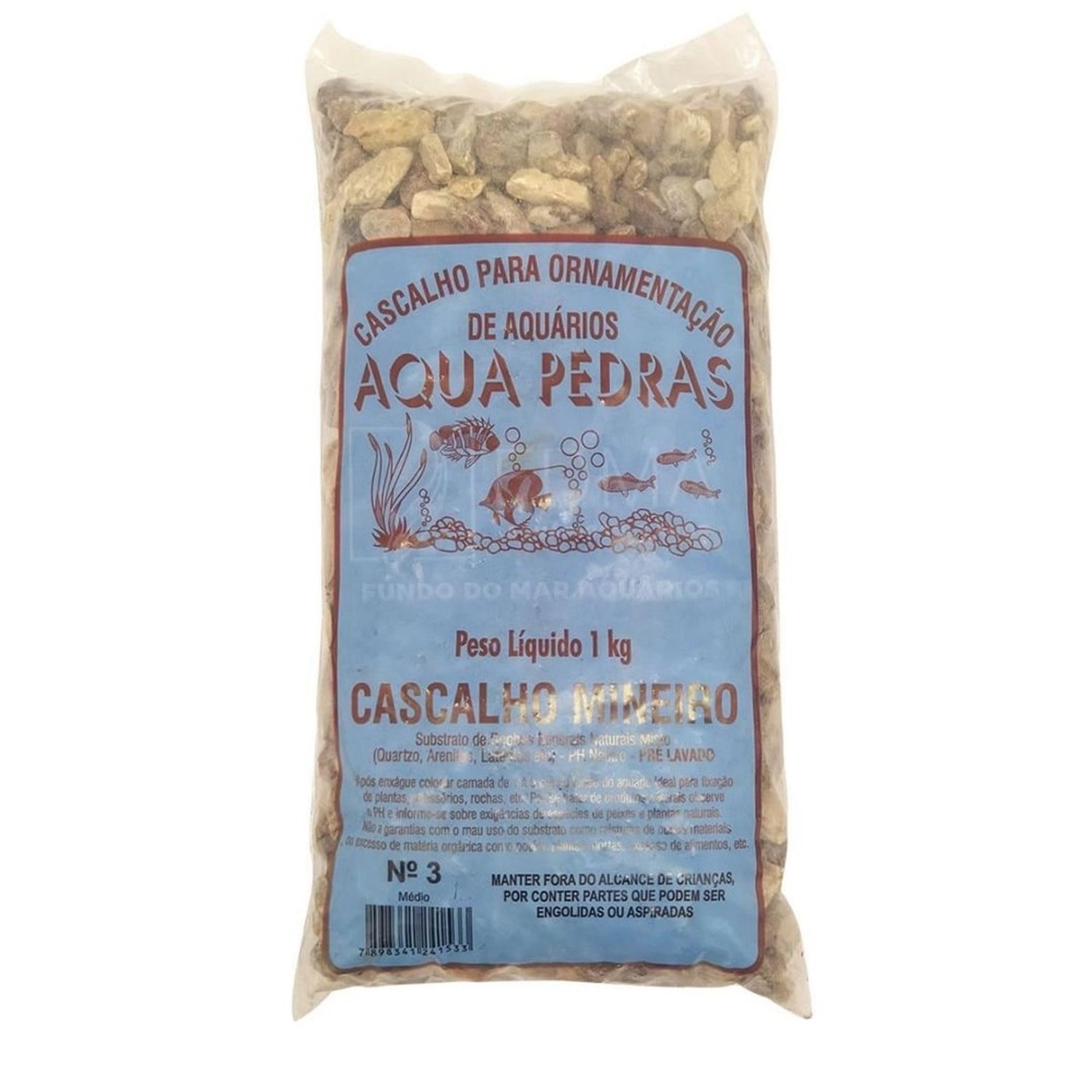 Cascalho para Aquário Mineiro Aqua Pedras Nº3 1 kg
