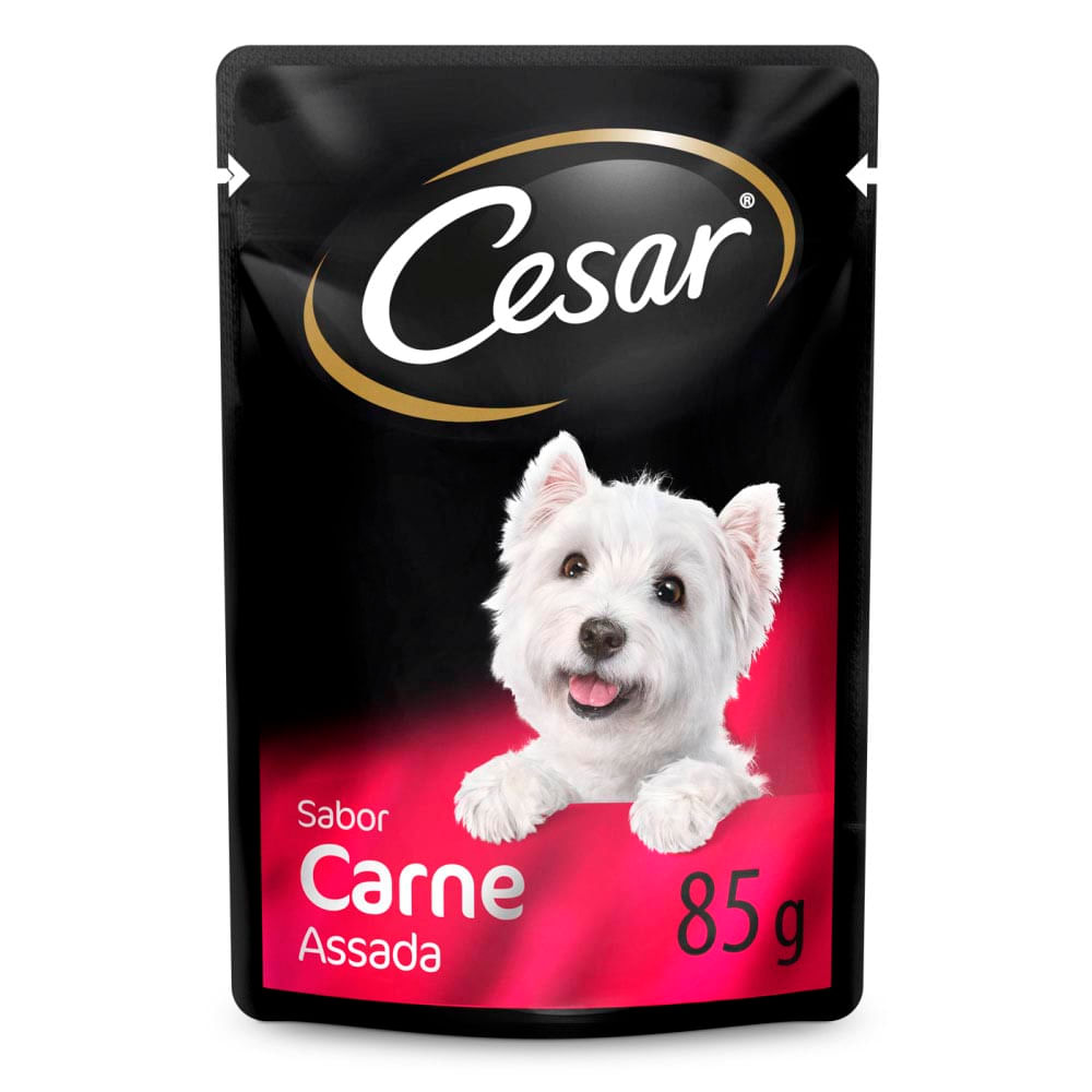 Ração Úmida Cesar para Cães Adultos Sachê Carne Assada ao Molho