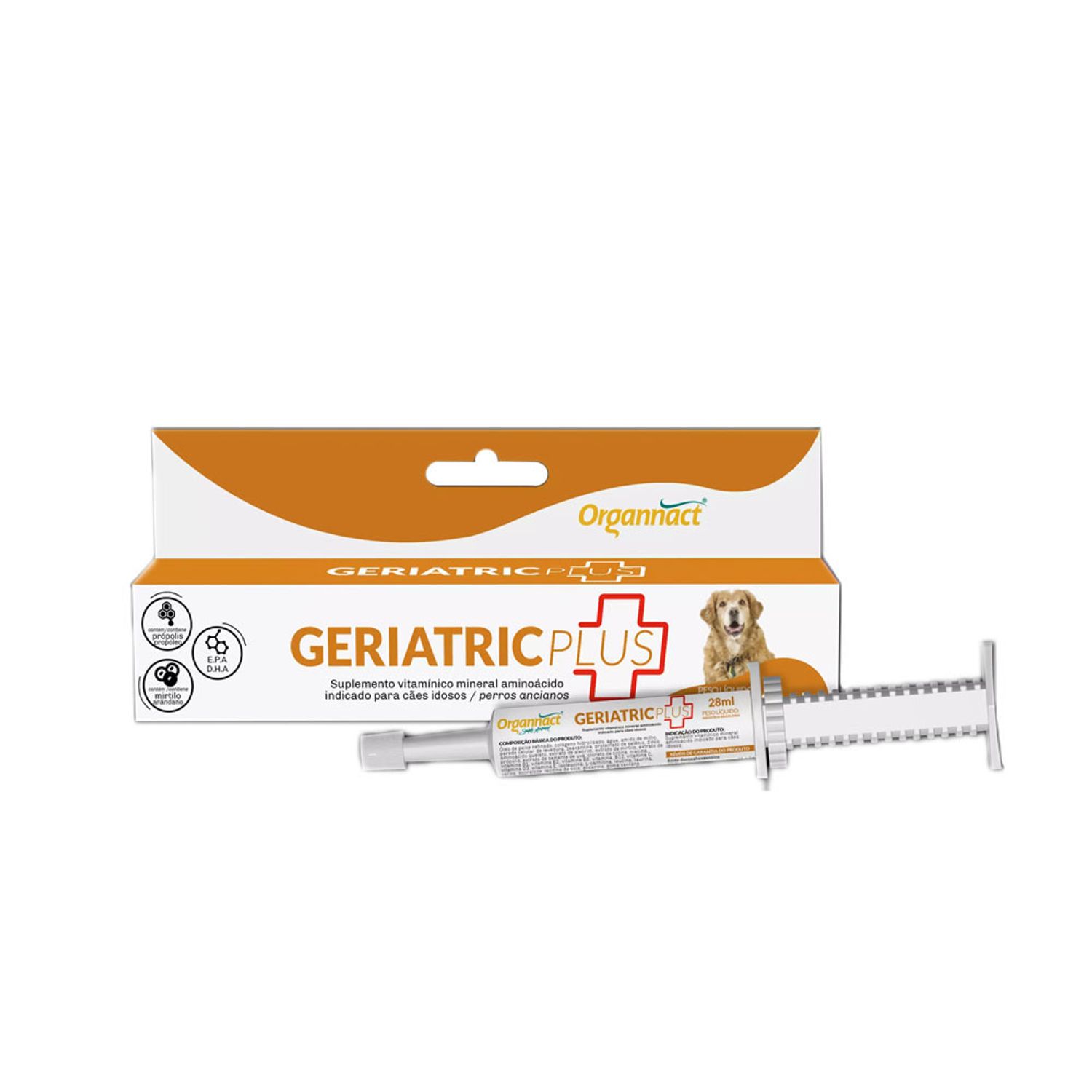 Organnact geriatric plus 28ml Seringa e Embalagem