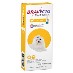 Antipulgas Bravecto Transdermal Cães 2 a 4,5 kg - 112,5 mg