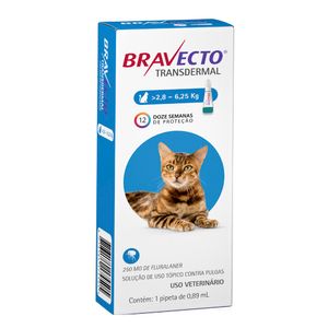 Antipulgas Bravecto Transdermal Gatos 2,8 a 6,25kg - 250 mg