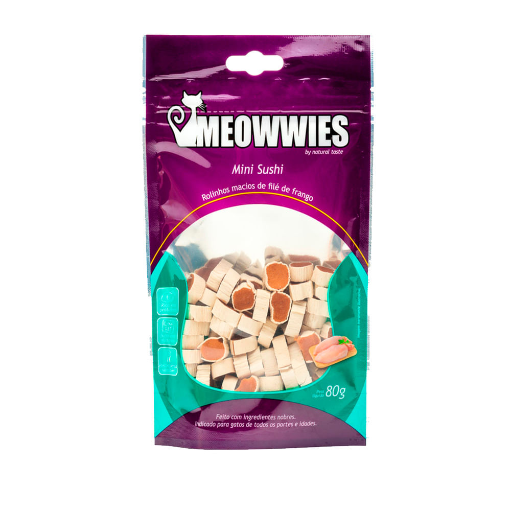 Petisco Natural Gatos Meowwies Mini Sushi Frango