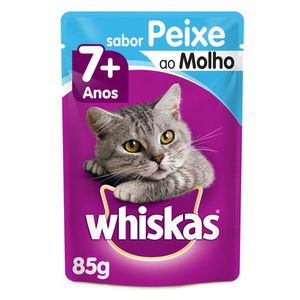 Ração Úmida Whiskas Sachê Peixe ao Molho Gatos Adultos Sênior 7+ Anos - 85 g