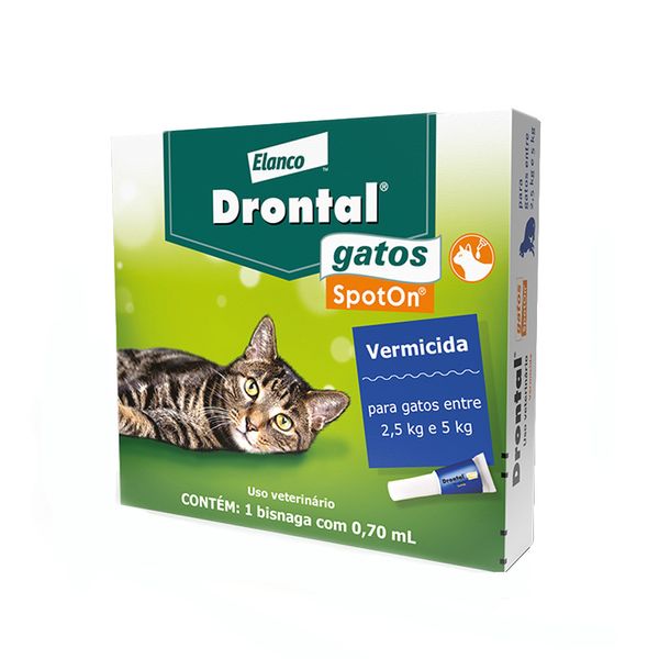 Vermífugo Drontal Spot On para Gatos 2,5kg a 5kg 1 bisnaga