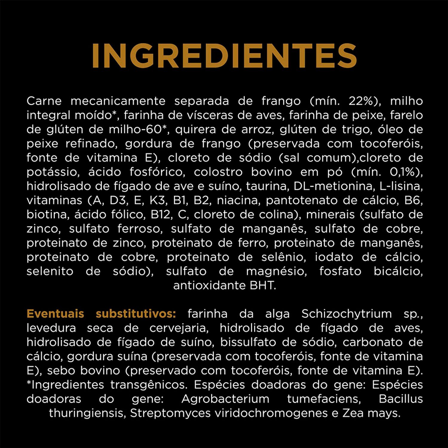 Ração Pro Plan Gatos Filhotes Frango e Arroz Ingredientes