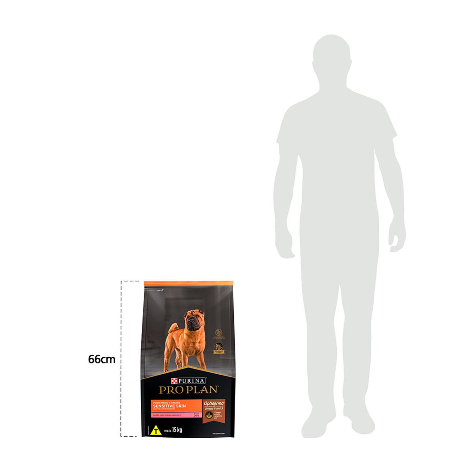ração pro plan cães adultos médios e grandes sensitive skin salmão 15kg  66 cm de altura