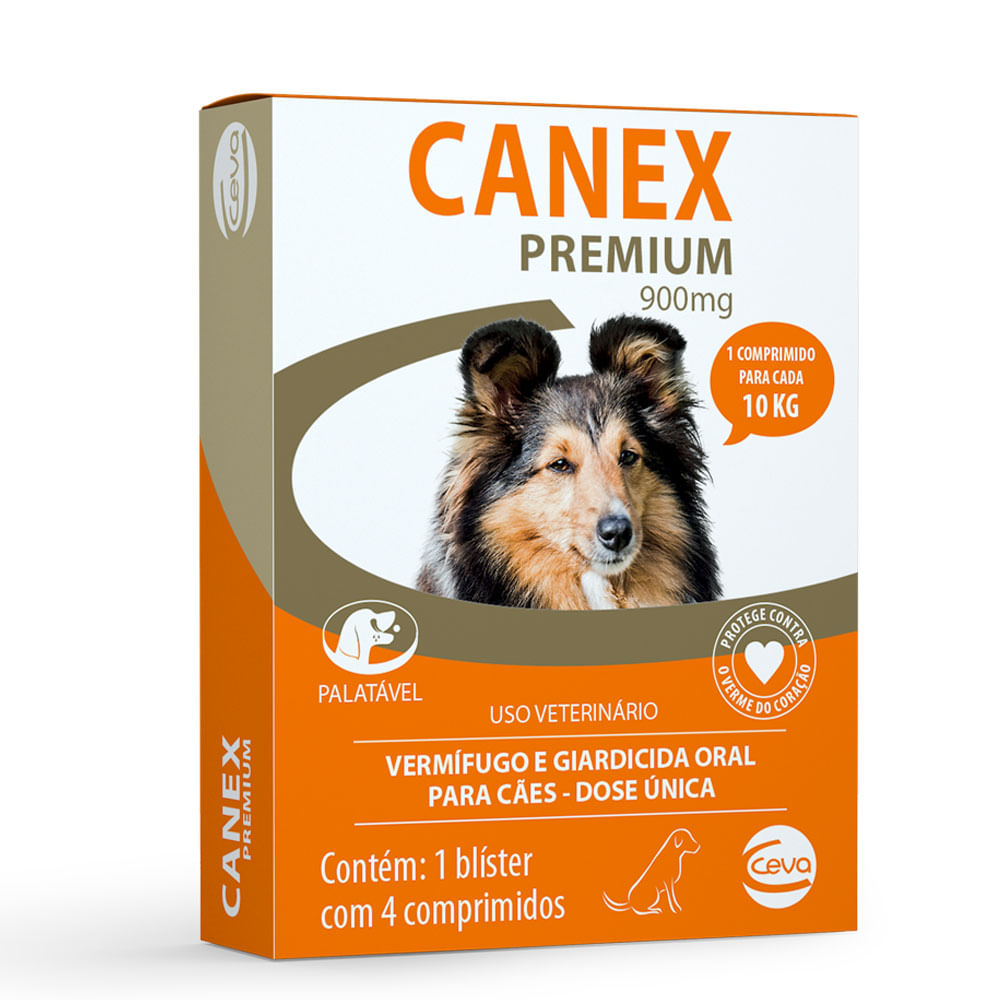 Vermífugo Canex Premium 900mg para Cães