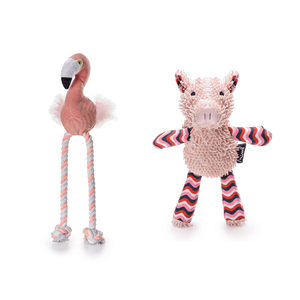 Combo Pet Brinquedo De Pelúcia Floppy Flamingo Com Buzininha e Brinquedo Piggie Com Buzininha Mimo - Único