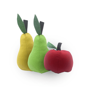 Combo Pet Brinquedo De Pelúcia Para Gatos Horti-Fruti Collection Maçã Vermelho, Pera Amarela e Pera Verde Mimo - Único