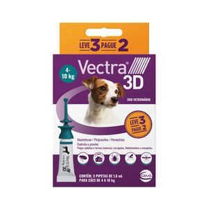 Antipulgas Vectra 3D Cães 4 a 10 kg Ceva 1,6 ml Leve 3 Pague 2 - 3 pipetas