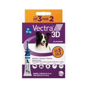 Antipulgas Vectra 3D Cães 10 a 25 kg Ceva 3,6 ml Leve 3 Pague 2 - 3 pipetas