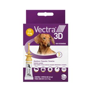Antipulgas Vectra 3D Cães 1,5 a 4 kg Ceva 0,8 ml - 1 pipeta