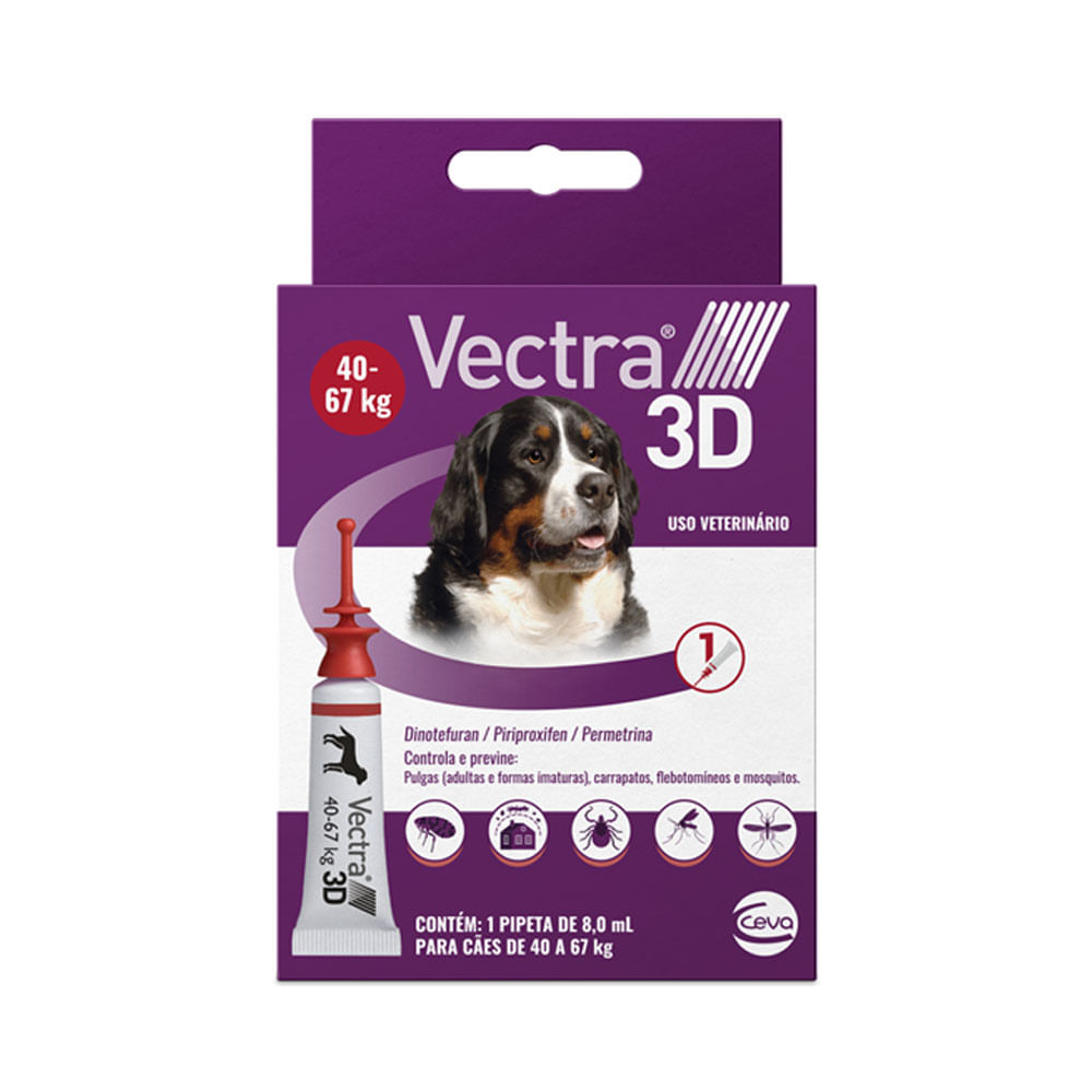 Antipulgas Vectra 3D Cães 40 a 67 kg Ceva 8 ml
