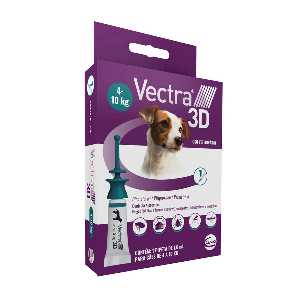 Antipulgas Vectra 3D Cães 4 a 10 kg Ceva 1,6 ml