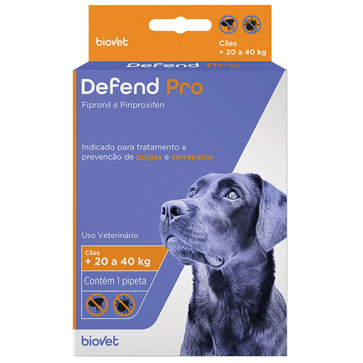 Antipulgas e Carrapatos Defend Pro para Cães 20 a 40 kg Biovet
