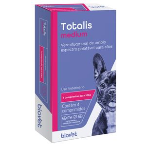 Vermífugo Totalis Medium para Cães Biovet - 4 comprimidos