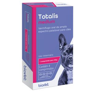 Vermífugo Totalis Medium para Cães - 4 comprimidos