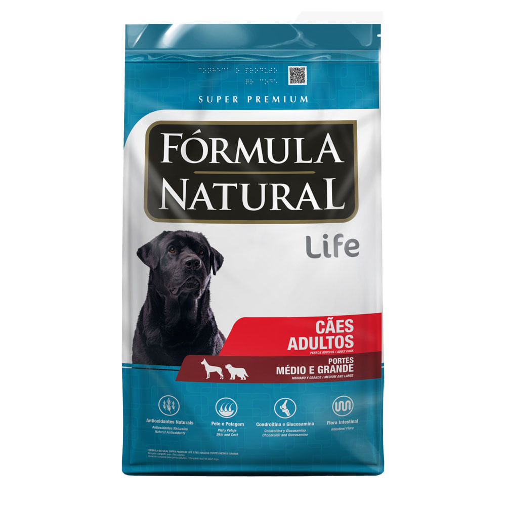 Ração Fórmula Natural Life Para Cães Adultos Médio e Grande