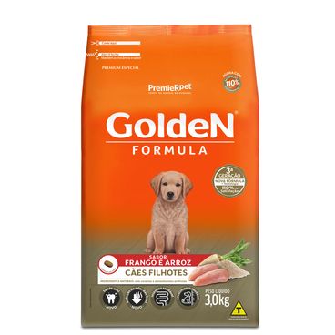 Ração Golden Fórmula Cães Filhotes Frango e Arroz 3kg Frente
