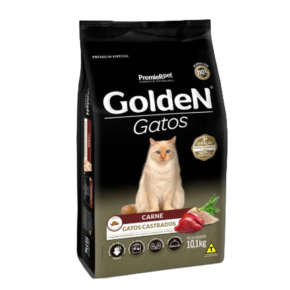 Ração Golden Gatos Castrados Carne