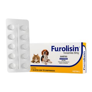 Furolisin 20mg Diurético para Cães e Gatos - 10 comprimidos