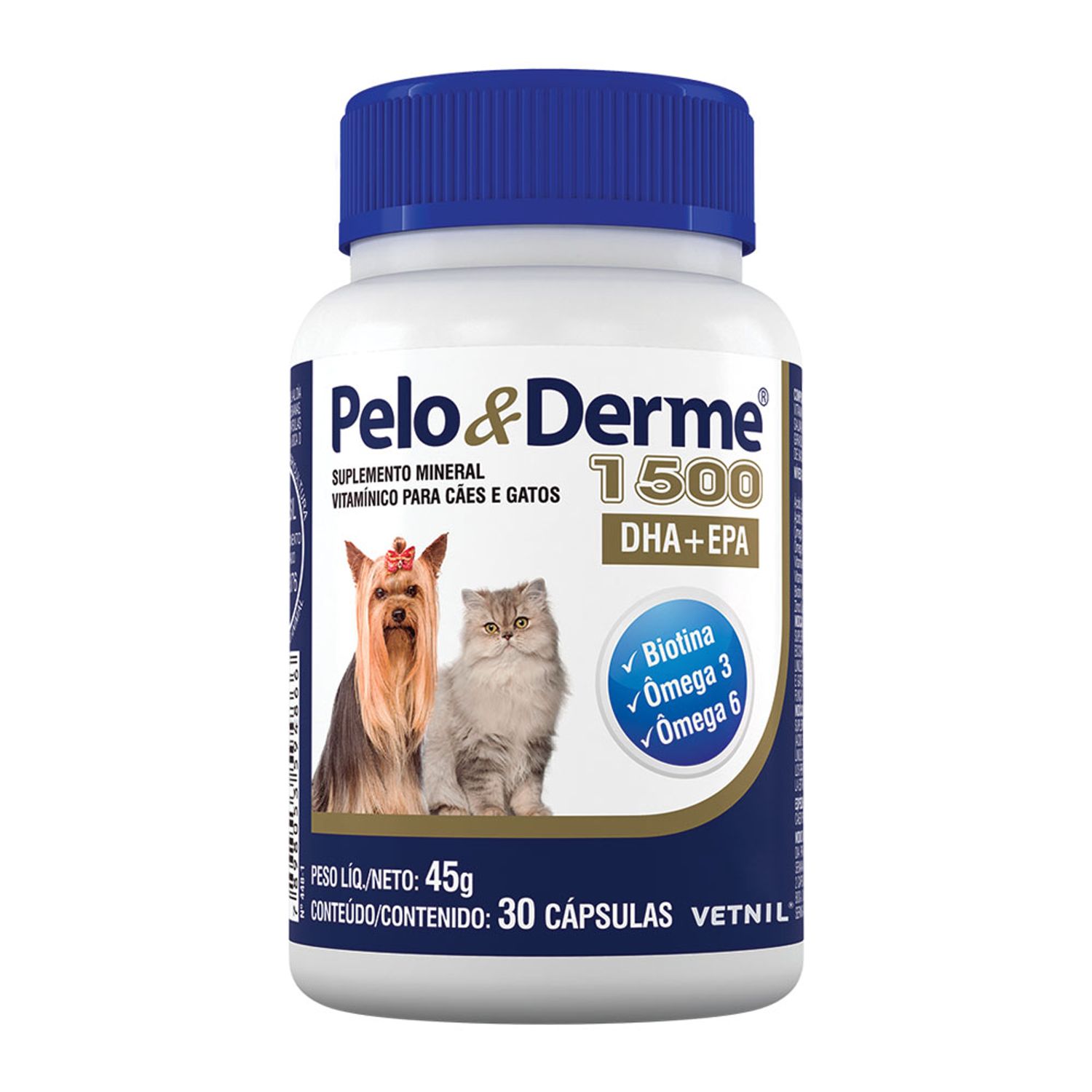 Pelo e Derme 1500 DHA + EPA Vetnil 30 cápsulas