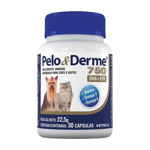 Pelo e Derme 750 DHA + EPA Vetnil 30 comprimidos