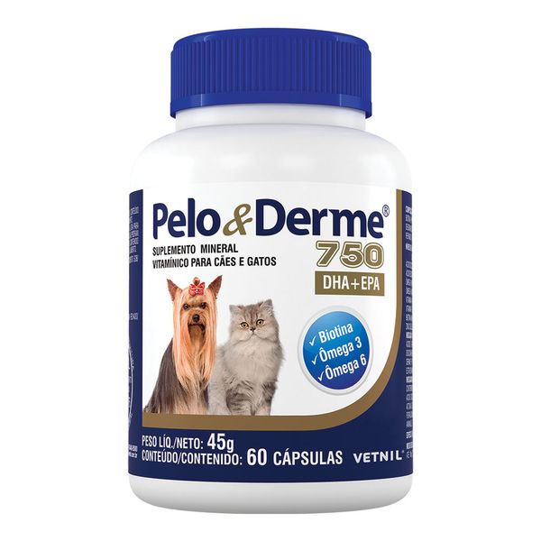Pelo e Derme 750 DHA + EPA Vetnil 60 comprimidos