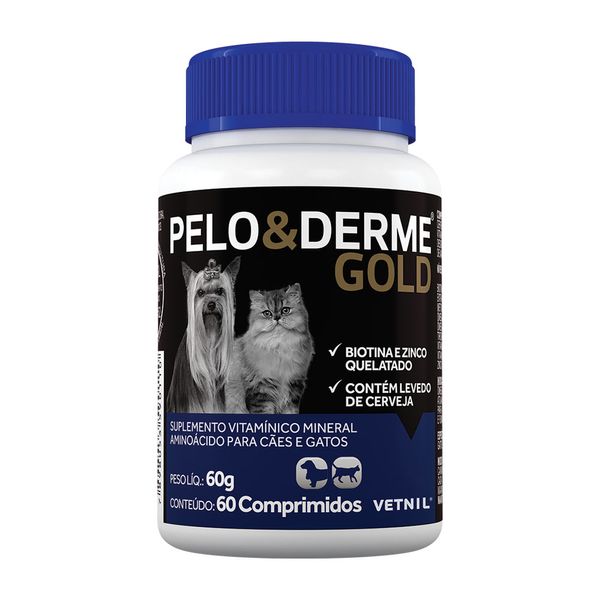 Pelo e Derme Gold Cães e Gatos Vetnil 60 Comprimidos