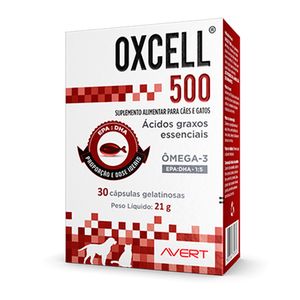 Oxcell 500mg Suplemento Alimentar para Cães e Gatos - 30 cápsulas