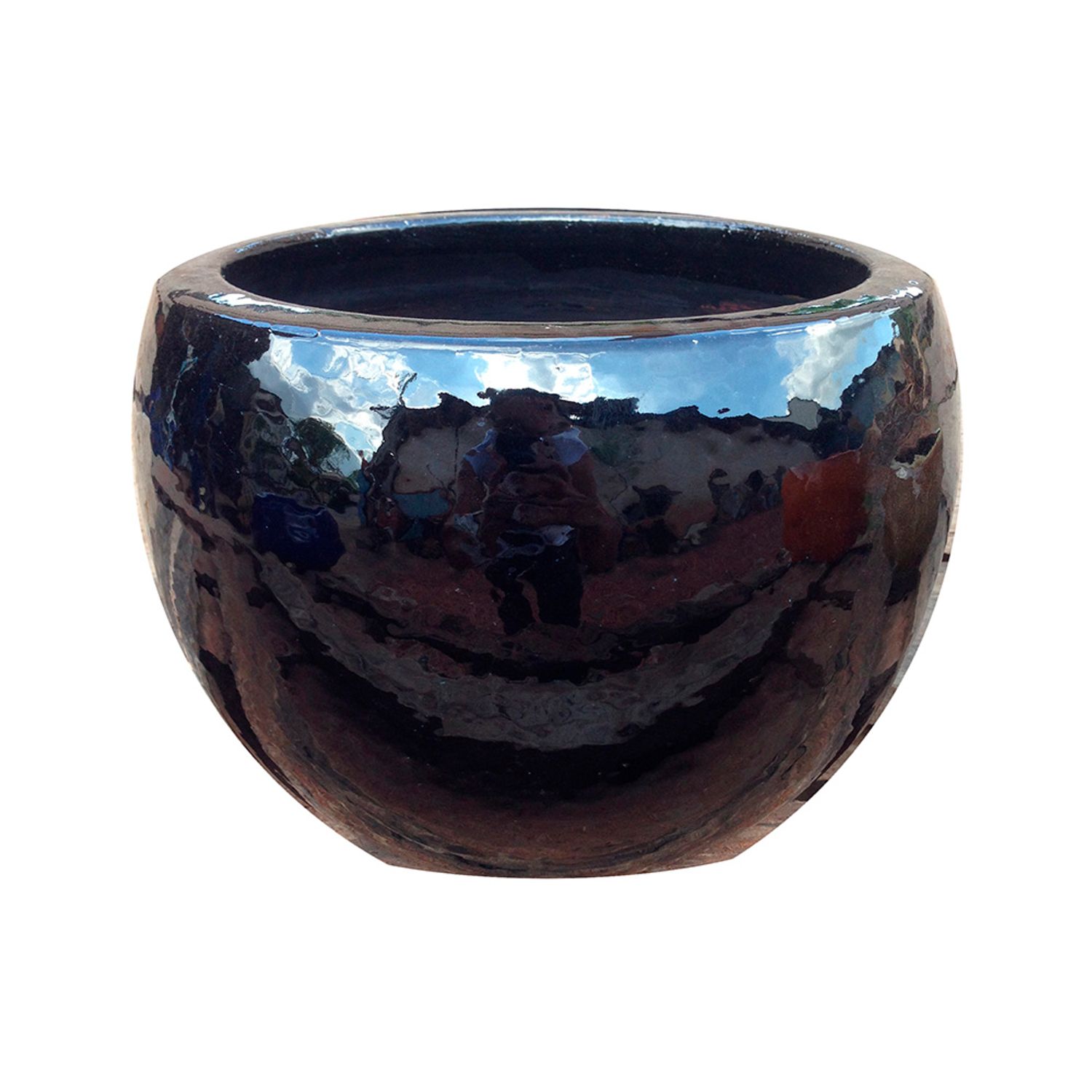 Cachepô Coco Esmaltado Preto Vasos Tupã