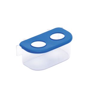 Comedouro Oval 2 Furos com Gancho Tudo Pet Azul - Único