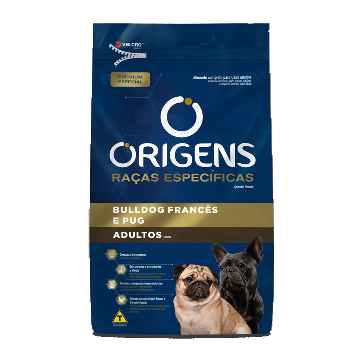 Ração Origens Cães Adultos Raças Específicas Bulldog Francês e Pug Frente da Embalagem