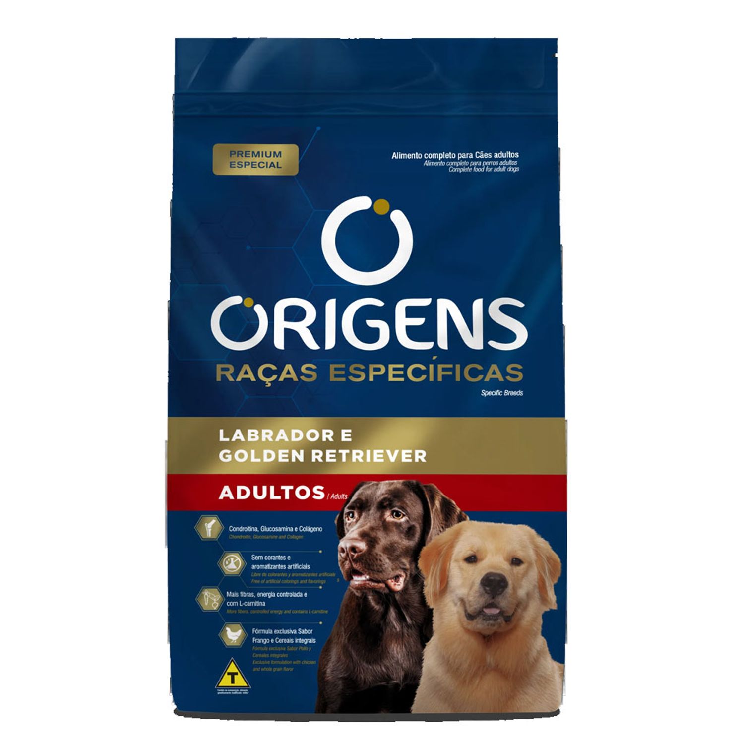Ração Origens Cães Adultos Raças Específicas Labrador e Golden Embalagem de Frente