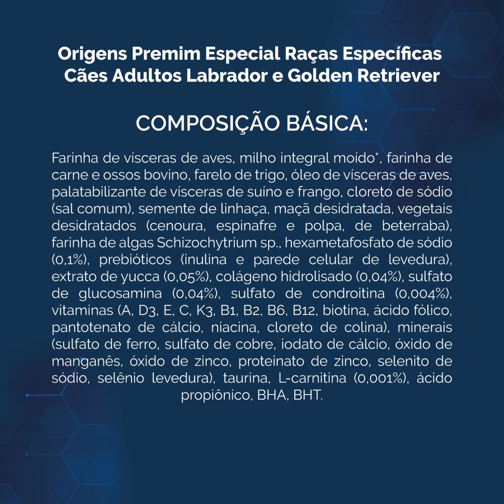Ração Origens Cães Adultos Raças Específicas Labrador e Golden