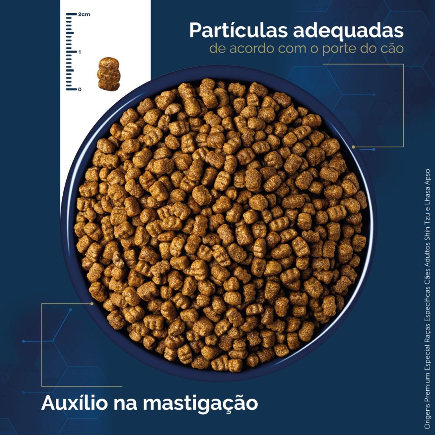 Ração Origens Cães Adultos Raças Específicas Shitzu e Lhasa Tamanho do Grão
