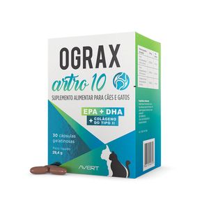 Ograx Artro 10 para Cães e Gatos Avert - 30 cápsulas